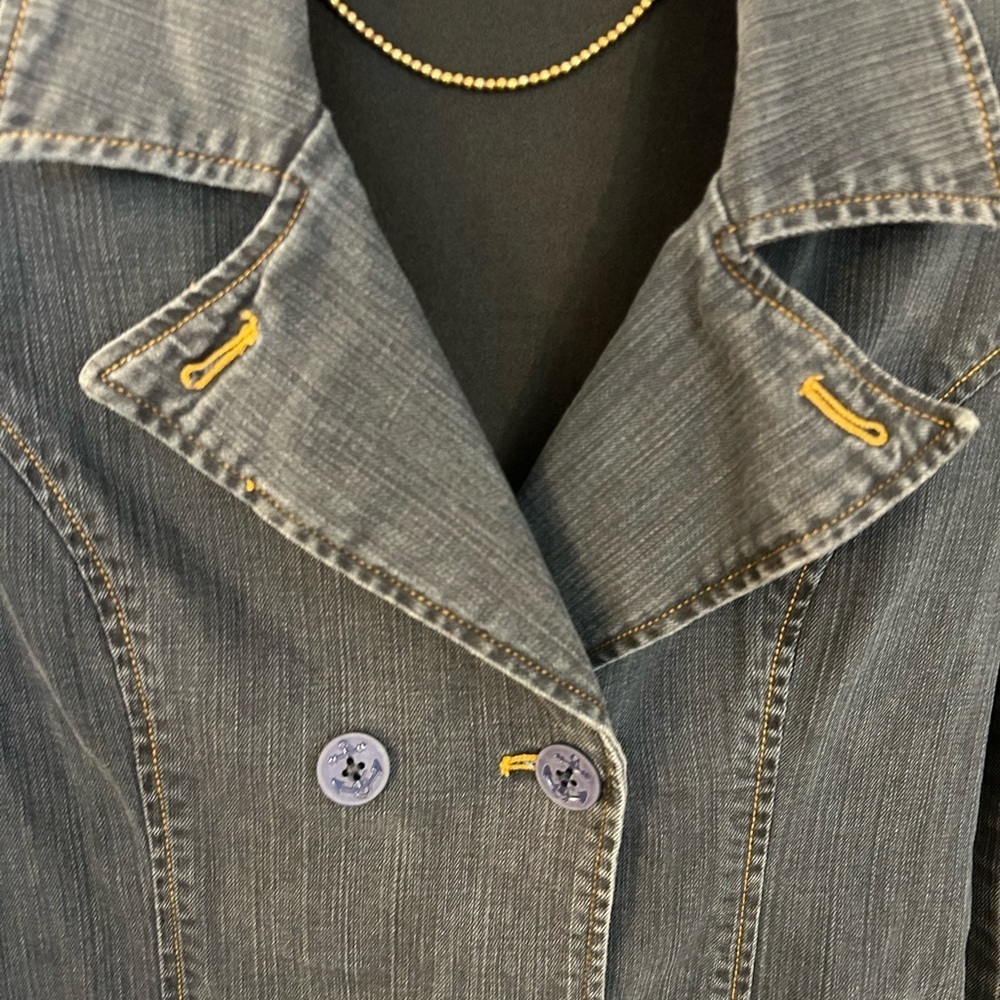 Vintage Y2K Sperry Double breasted stretch Jean Jacket - Picture 4 of 8